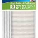 Filtrete 12x24x1 AC Furnace Air Filter, MPR 700, MERV 8, Tough on Pollen, Easy on Airflow, 3-Month Pleated 1-Inch Electrostatic Air Cleaning Filter, 6-Pack (Actual Size 11.69 x 23.69 x 0.81 in)