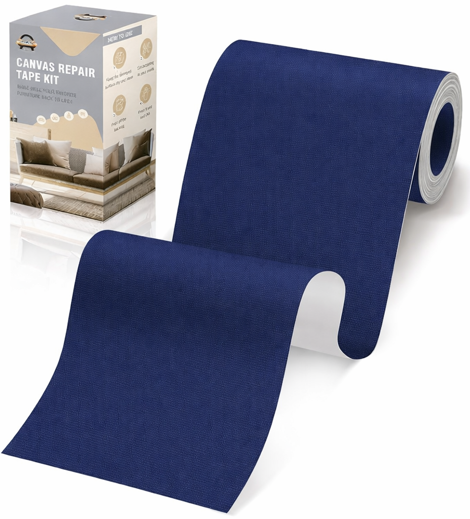 OAZ 4 x 79 inch Canvas Repair Patches Fabric Patch SelfAdhesive Canvas Repair Tape Waterproof Outdoor Gear Patch Kit for Boat Cover Awning Sofa Chair Couch Tent Bag (Navy Blue)