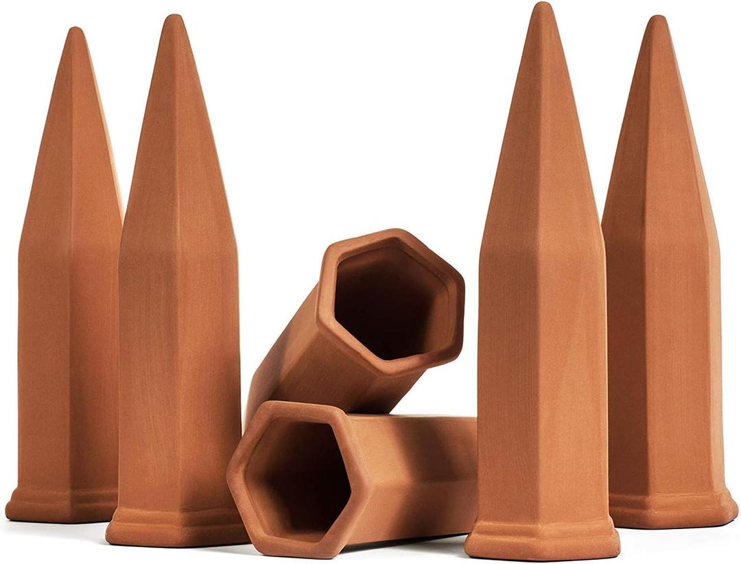 Develoo 6PCS Plant Watering Stakes-Terracotta Self Watering Spikes Home Vacation Plant Waterer Self Irrigation Watering System for Indoor Outdoor Garden House Plants