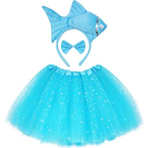 Dxhycc Animal Costume Set 3D Fish Goldfish Headband Bowtie and Tutu Animal Fancy Costume for Halloween Dress Up