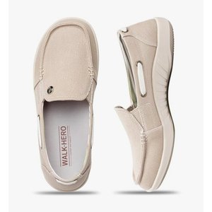 Womens Slip On Shoes - Casual Boat Loafers Shoes for Women with Arch Support - Plantar Fasciitis Canvas Sneakers for Daily Walking, Size 7.5US