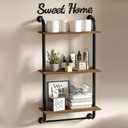 Tinpin Bathroom Shelves Wall Mounted, 3-Tier Rustic Wood Wall Shelf, 17.3 inch Industrial Pipe Floating Shelf for Bathroom,Kitchen,Bedroom,Living Room,Brown