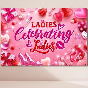 Galentines Day Decorations-Ladies Celebrating Ladies Backdrop Girl Lady Galentines Day Banner Background for Happy Galentines Day Party Supplies