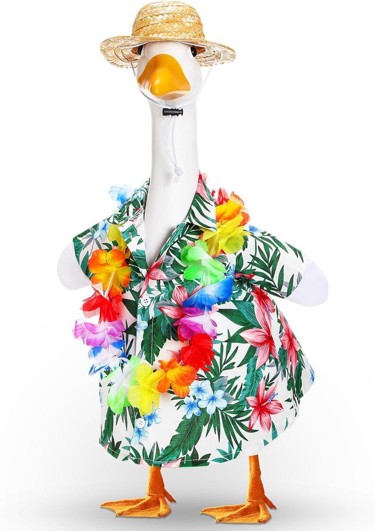 Summer Goose Outfit for 23'' Lawn Porch Goose Clothing Hawaiian Outfits for Luau Lawn Outdoor Decor (Hawaiian, Fresh Color)