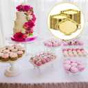 50 Pcs Oval Mini Baroque Dessert Display Tray Mini Elegant Plastic Serving Tray Small Cake Candy Plates for Weddings Party Bridal Baby Shower, Birthday, Candy Jars Decorations (Gold)