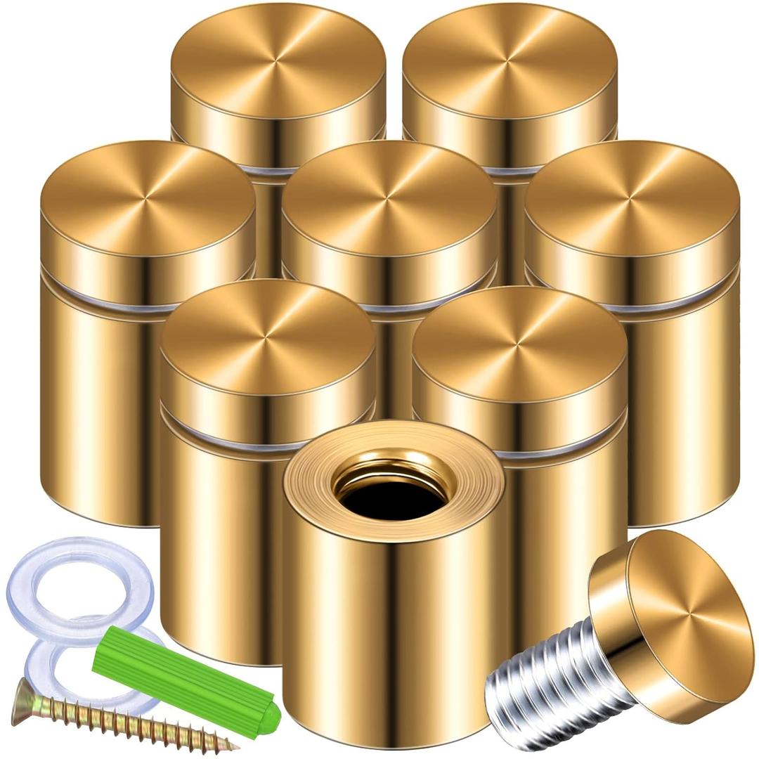 Ferraycle 8 Sets Standoff Screws Stainless Steel Advertising Standoff Mount Metal Hardware Sign Mounting Hardware for Hanging Acrylic Picture Frame(3/4 x 1 Inch)