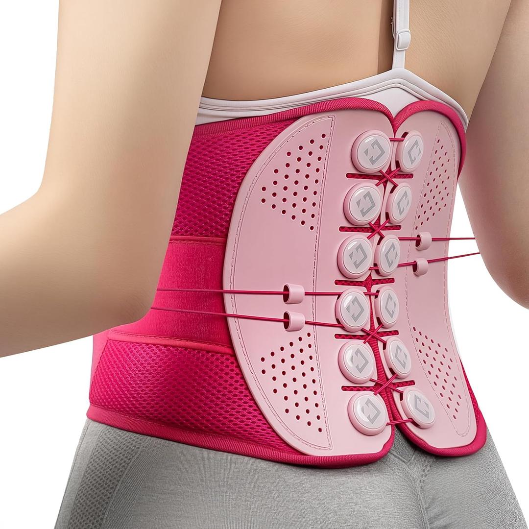 KKH Adjustable Back Support Brace, Ergonomic Back Brace for Lower Back Pain Women, Lumbar Support Belt for Relief Sciatica Pain, Size M