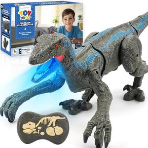 STEAM Life Remote Control Dinosaur Toys for Kids 3-5 4-7 8-12, Large Rechargeable Velociraptor RC Dino with Walking, Lights & Sounds, Realistic Jurassic Toy Birthday Gifts for Boys Girls