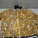 women's glitter baseball jacket zipper long sleeve sequin blazer elegant short jacket short jacket rave jacket outdoor bomber jacket, M