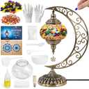 DIY Turkish Mosaic Lamp Kit, Moon Stained Glass Lamp Making Kit- Easy,Fun,No Experience Needed, Mosaic Art & Craft Project Kits for Adults & Teens, Make Your Own Lamp,Christmas Gift,Multicolor (Grand Bazaar Haze)