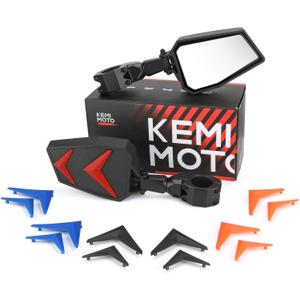 KEMIMOTO UTV Black Blue Red Orange Side Mirrors compatible with Polaris RZR Talon Can Am Rearview Work with 1.75"-2" roll bar cage