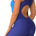 Womens Competitive One Piece Swimsuit Knee Boyleg Swimwear Racerback Athletic Bathing Suit for Teens (Blue, S)