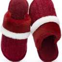 Cozy Slippers for Women Indoor and Outdoor Fuzzy House Shoes with Memory Foam Anti-Skid Sole Gifts for Women Mom Ladies (9-10 Women/7-8 Men, Wine Red)