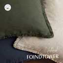 Foindtower Decorative Linen Fringe Throw Pillow Covers Cozy Boho Farmhouse Cushion Cover with Tassels Soft Accent Pillowcase for Chair Sofa Bed Living Room Home Decor, 2424 Inch, 1PC,Dark Olive Green