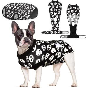 CuteBone Dog Surgery Recovery Suit Cat Surgical Onesie Female Body Suits Male Prevent Pet from Licking Wounds SSF05XS (Skull)