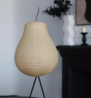 Japanese Pear-Shaped Floor Lamp – Noguchi-Inspired Rice Paper Lantern, Zen-Inspired Modern Design for Living Room, Bedroom, or Office