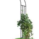 Half Garden Arch Trellis, Trellis Arch for Climbing Plants Outdoor, 7.9FT MetalGarden Arbor, Garden Trellises for Patio Lawn Backyard, Large Garden Archway Decoration Black 23.6" x 94.5in