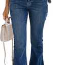 KUNMI Women's Flare Bell Bottom Jeans High Waisted Wide Leg Bootcut Jeans Stretchy Denim Pants (10, Bb002-darkblue)