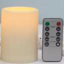 Led Flameless Candle Lights with Remote & Timer, Waterproof Outdoor & Indoor Resin flickering Electric Fake Battery Pillar Candles Up to 1000 Hours for Halloween, Fall, Party, Yard, Xmas Decor (3"x4")