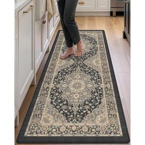 DEXI Anti Fatige Cushioned Kitchen Floor Mats Non Slip Runner 24x59, Black, 59"L x 24"W x 0.4"Th