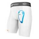 Shock Doctor Compression Shorts with Protective Cups Adult M - White: Knit Athletic Underwear