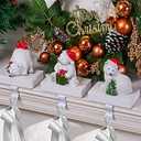 UNIQOOO Champagne Gold HoHoHo Christmas Stocking Holder Set of 3, Max 2Lb, Heavy Duty, Padded Grip Bottom, White Christmas Mantel Hooks Fireplace Garlands Wreath Decoration Hanger, w/Bells Ribbon