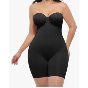 SHAPELLX Shapewear for Women Strapless Bodysuits Tummy Control Body Shaper Butt Lifting Shapewear with Removable Straps M