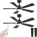Fanbulous 2 Pack of 42 Ceiling Fans with Lights and Remote, Modern Low Profile Ceiling Fans with Dimmable 3CCT Quiet DC Motor, Reversible Ceiling Fan with 6-Speeds Timer for Bedroom(Black)