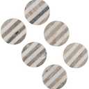 GoCraft Handcrafted Marble Round Coasters with Striped Inlay - Set of 6 White & Grey Marble Coasters for Wine Glasses, Drinks & Beverages, Stylish Barware & Home Decor for Dining & Entertaining One Damaged
