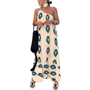 PRETTYGARDEN Women's 2026 Summer One Shoulder Maxi Dress Printed Flowy Boho Long Sundresses Spring Beach Vacation Clothes, Size XL