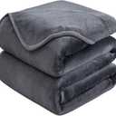 Soft Queen Size Blanket for All Season Warm Fuzzy Microplush Lightweight Thermal Fleece Summer Autumn Fall Winter Spring Blankets for Queen Full Bed Couch Sofa,90x90 Inches,Dark Gray