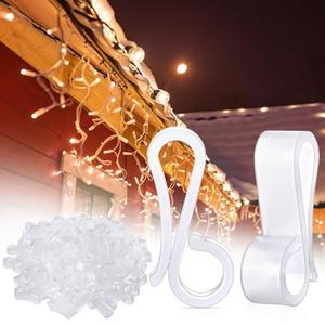 Namalu  Christmas Light Clips Gutter Clips for Hanging Outdoor Lights Plastic Weatherproof Gutter Hooks Hanging String Lamp Holder Mount to Shingles for Halloween Xmas Tree Decor (White)