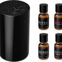 Airversa Waterless Essential Oil Diffuser Starter Kit with 4 x 10mL Hotel Scent Fragrance Oil, Battery Operated Mini Scent Air Machine Portable Diffuser for Home Car Office, AN8 Kit Black