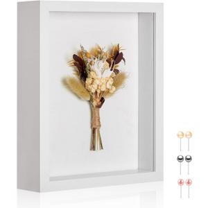 11x14 Shadow Box Picture Frame Display Case with Soft Linen Back-Thickened Panel,Large White Deep Shadow Box Frame 11x14 for Graduation Flower Medal Pet Photo Craft Memorial Gift