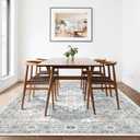 Area Rug 8x10 Washable Rugs for Bedroom, Vintage Floral Rug Soft Non Slip Stain Resistant Carpet for Living Room Dinning Room Kitchen Home Office Blue Green Multi