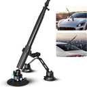 Triple Strong Suction Cup Camera Car Mount for Insta360, with 2in1 Extension Pole/Selfie Stick/Action Camera Adapter Compatible, Compatible with GoPro 11,10,9,8,7 (Black)