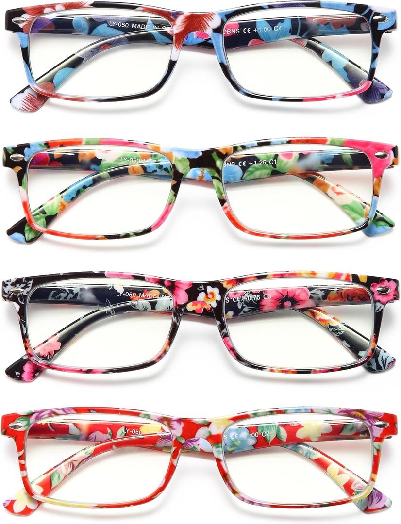 Reading Glasses for Women, Stylish Blue Light Blocking Readers, Ladies Eyeglasses, Fashion Computer Eye Glasses (Blue/Green/Black/Red)