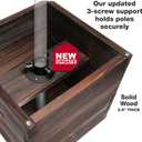 Extra Large Decorative Wooden Planter w/ Universal Pole Support for String Light Poles,Umbrellas,Bird Feeders. Solid Wood Outdoor Garden Patio Box for Plants(Does not include Pole), 17"x17"x18", Brown