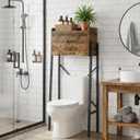 YATINEY Over The Toilet Storage Cabinet, Freestanding Above The Toilet Storage Cabinet, Over The Toilet Storage Rack with X-Shaped Back Support, for Bathroom, Laundry, Rustic Brown and Black TR04BR, 23.6"L x 9.0"W x 48.4"H