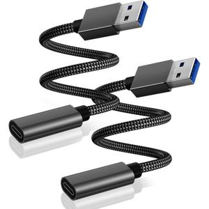 Basesailor USB 3.0 to USB C Adapter 3.3FT 2Pack,USBC Female to A Male Cable,5Gbps 3.1 Type C Charger Connector for Apple iPhone 17 16 16e 15 Pro Max,iPad Air Mini 7,Samsung Galaxy S25 S24 S23 S22 S21