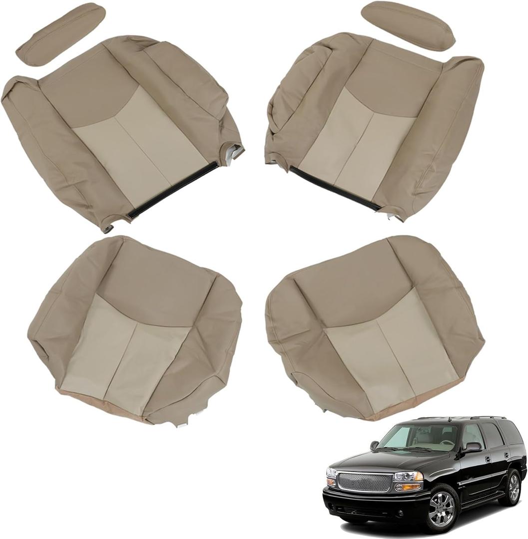 munirater 6Pcs Tan Bottom and Top Seat Cover Front Driver Passenger Replacement for 2003-2006 Yukon Sierra