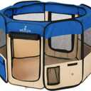 Zampa Dog Playpen Medium 45"x45"x24" Pop Up Portable Playpen for Dogs and Cat, Foldable | Indoor/Outdoor Pen & Travel Pet Carrier + Carrying Case. (Blue)