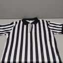 Men's Referee Shirt Collared Official Mens Ref Shirt Jersey Short Sleeve Black and White Stripes Football Halloween Costume, Size M