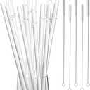 100 Pack Reusable Plastic Straws for Tumblers Clear Hard Drinking Straw for Tall Cups Transparent Replacement Drinking Tumbler Straws with 5 Cleaning Brush 11 Inch