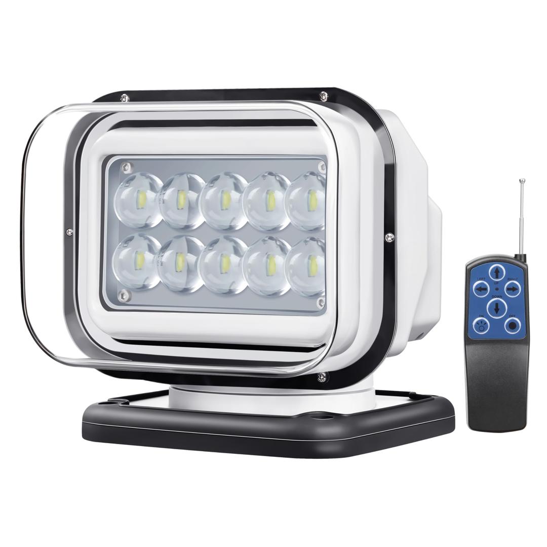 Remote Spot Lights for Trucks, Auto HomePosition 360 Rotating LED Search Light for Truck, Marine Spotlight for Boat 6 Powerful Magnets Builtin (White)
