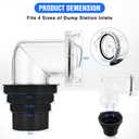 Nilight 90 Degree RV Sewer Hose Fittings with 4-in-1 Adapter, Clear RV Sewer Hose Elbow Leak-Proof Connection & Odor-Tight Seal Fits 4 Sizes of Dump Station Inlets for Campers Travel Trailers, Black