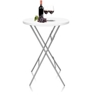 GUAGUA 32" Round Plastic Folding High Top Table - Versatile Bar, Cocktail & Portable Pub Table for Parties, Bistro & Events(White), Round, 32-inch diameter x 43-inch height