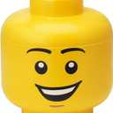 LEGO Iconic Storage Head Large, Stackable Storage Box, 8,5 L, Yellow, Happy Boy