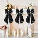 3 Pcs 2 FT Large Bow Decorations Big Satin Bows Hanging Wall Decors for Room Fireplace Coquette Birthday Backdrop Bridal Shower Wedding Bachelorette Christmas Party Supplies(Black)
