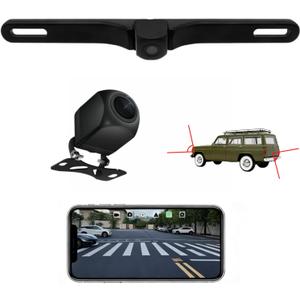Wireless Backup Camera AHD 1080P License Plate Camera for iPhone iPad Android Smart Phones Clear Night Vision IP68 Waterproof Rear/Front View Reverse Camera for Sedans SUV MPV Van Pickup